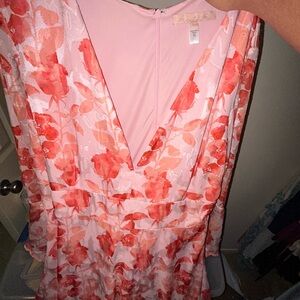 Anthropologie Coral and Pink Floral Dress